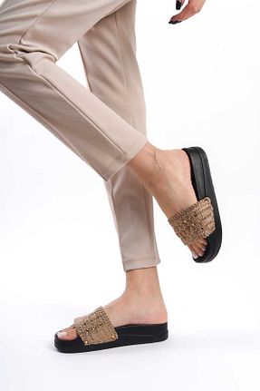دمپائی بژ زنانه پارچه ای ALANYA SAFİR - کد 805085788