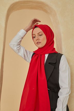 شال قرمز زنانه کرپ Cardion - کد 46665876