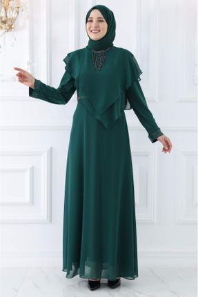 لباس مجلسی سبز زنانه شیفون رگولار کد 817293388