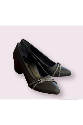 کفش پاشنه بلند کلاسیک مشکی زنانه پارچه İpek - کد 846676805