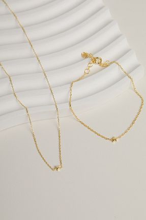 ست نقره طلائی زنانه زیرکن Elika Silver - کد 846675343