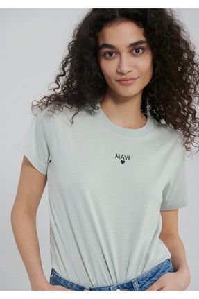 تی شرت طوسی زنانه اسلیم فیت یقه گرد پنبه (نخی) تکی کد 802014974