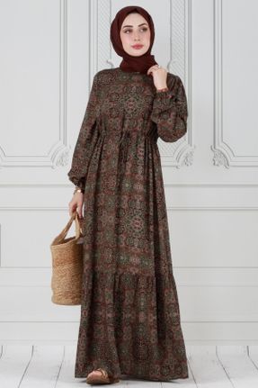 لباس خاکی زنانه اورسایز بافتنی کد 833811512
