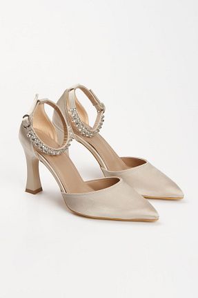 کفش مجلسی بژ زنانه پاشنه نازک MİKANA MODA - کد 839595867