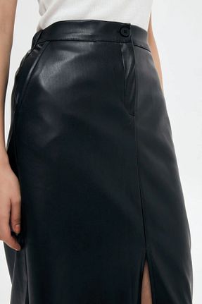 دامن مشکی زنانه چرم مصنوعی MERİT FASHION - کد 845371637