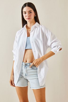 پیراهن سفید زنانه اورسایز XHAN - کد 846779451