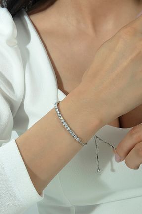 دستبند استیل (فولاد) زنانه روکش نقره Ressia - کد 846887663
