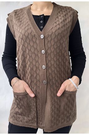 جلیقه حجاب قهوه ای زنانه رگولار Sergenç - کد 99106425