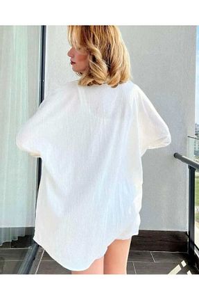پیراهن سفید زنانه اورسایز exans moda - کد 847010607