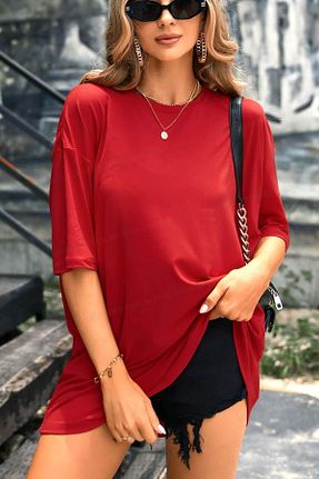 تیشرت قرمز زنانه اورسایز Teenage Millionaire - کد 672479197