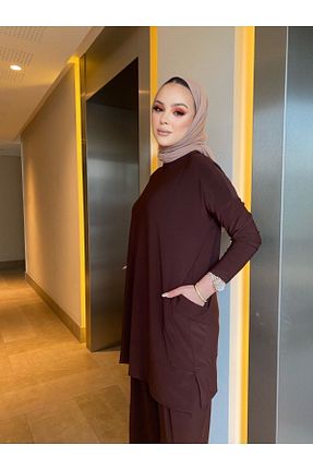 ست بالاتنه و پائین تنه حجاب سرمه ای زنانه Asimetrik MODAMÜNASİP - کد 641237015