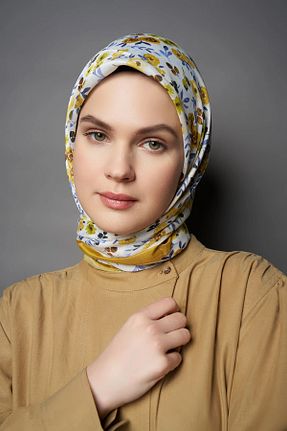 شال زرد زنانه پنبه ای ALKIN SCARF - کد 846792691