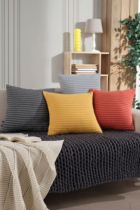 کوسن و روکش کوسن نارنجی پنبه ای SHAL HOME - کد 841923906