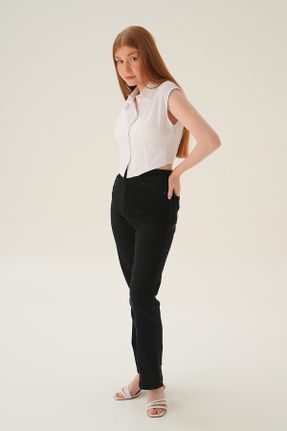 شلوار جین مشکی زنانه فاق افتاده جین استاندارد کد 825162150