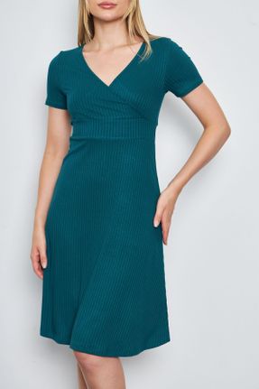 لباس آبی زنانه بافت رگولار آستین-کوتاه کد 843552033