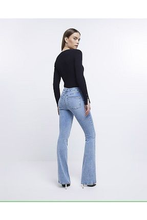 شلوار جین آبی زنانه پاچه اسپانیولی SU SHE - کد 820250687