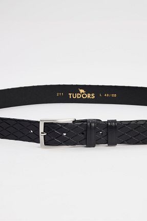 کمربند مشکی مردانه چرم خالص Tudors - کد 846977215