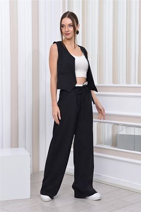 ست بالاتنه و پائین تنه مشکی زنانه بافتنی Nuseel - کد 767134380