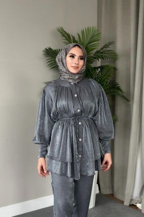 ست طوسی زنانه رگولار بافتنی کد 813478927