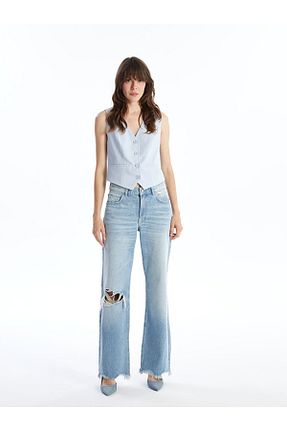 شلوار جین آبی زنانه پاچه گشاد LC Waikiki - کد 836868697