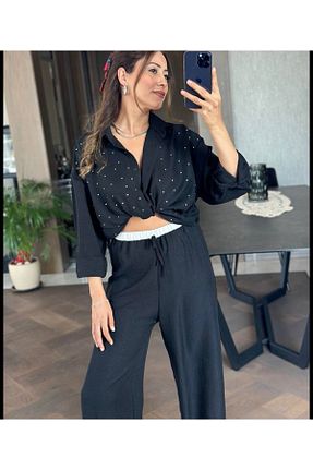 شلوار مشکی زنانه مخلوط پلی استر Büşra Yılmaz Boutique - کد 822795160