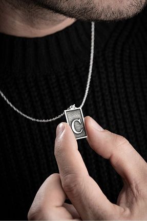 گردنبند نقره طوسی مردانه 925 عیار Vetro Silver - کد 825991440
