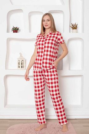 ست لباس راحتی قرمز زنانه %100 پنبه Farya Home - کد 847082305