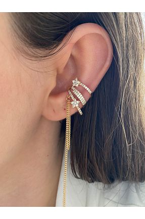 گوشواره غضروفی جواهر زرد زنانه برنجی Pinery Jewels - کد 847146607