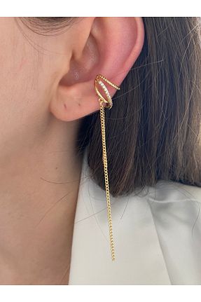 گوشواره غضروفی جواهر طلائی زنانه برنجی Pinery Jewels - کد 847138789