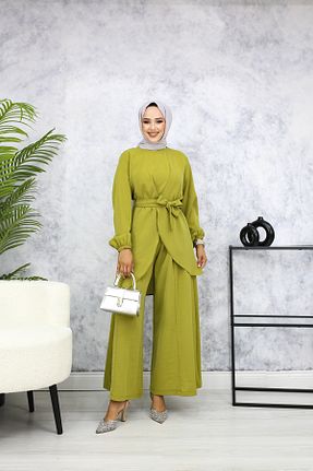ست بالاتنه و پائین تنه حجاب سبز زنانه گشاد ALLMİRA FASHION - کد 847240171