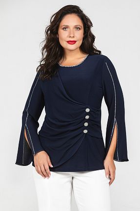 بلوز سایز بزرگ سرمه ای زنانه سایز بزرگ MİYORO - کد 847289199