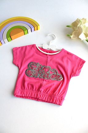 تیشرت صورتی بچه گانه یقه دوچرخه Momsbrand - کد 847299350