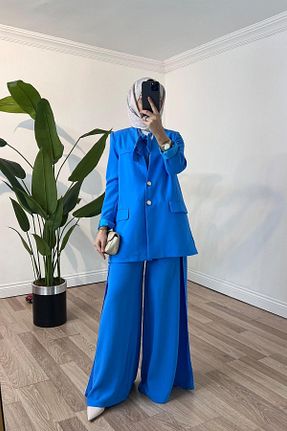 ست بالاتنه و پائین تنه حجاب آبی زنانه رگولار Sawosh - کد 765993447