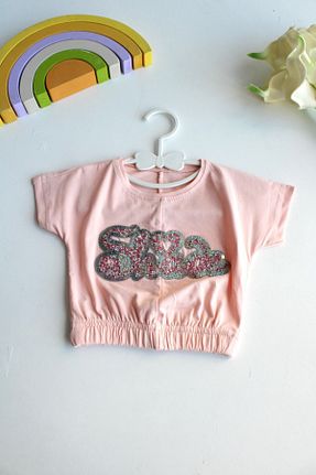 تیشرت صورتی بچه گانه یقه دوچرخه Momsbrand - کد 847299575