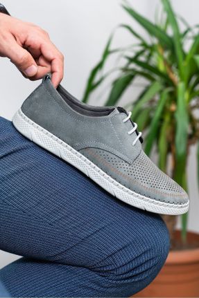 کفش کژوال طوسی مردانه چرم طبیعی پاشنه کوتاه ( 4 - 1 cm ) پاشنه ساده کد 834409533