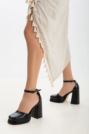 کفش پاشنه بلند کلاسیک مشکی زنانه چرم مصنوعی پاشنه پلت فرم پاشنه بلند ( +10 cm) کد 655967246