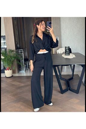 شلوار مشکی زنانه مخلوط پلی استر Büşra Yılmaz Boutique - کد 822795160