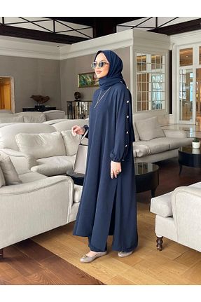 ست بالاتنه و پائین تنه حجاب سرمه ای زنانه گشاد BURİSLA - کد 825963094
