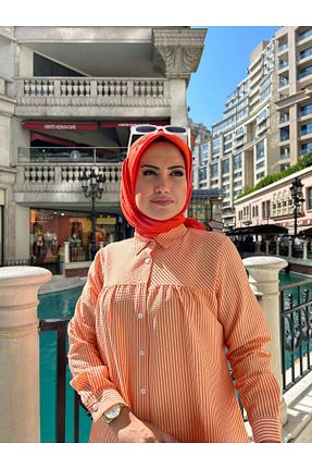 پیراهن حجاب نارنجی زنانه Çan sibelcimenbutik - کد 846551568