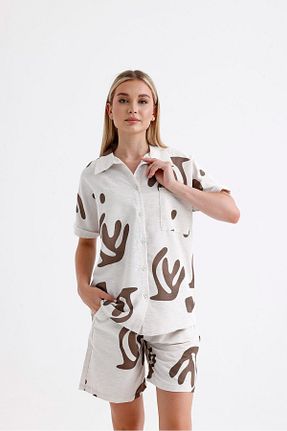 ست بالاتنه و پائین تنه قهوه ای زنانه بافتنی ikomteks - کد 847082919