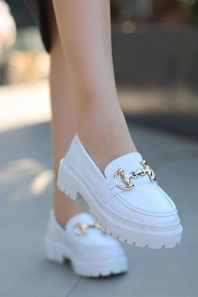کفش لوفر سفید زنانه چرم مصنوعی matilda store - کد 847296577