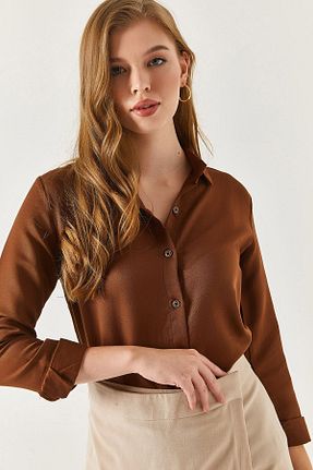 پیراهن سایز بزرگ قهوه ای زنانه رگولار armonika - کد 156986564