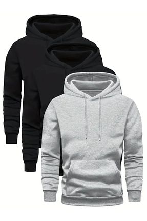 سوئیشرت سایز بزرگ مشکی مردانه رگولار EYAX MODA - کد 847334943