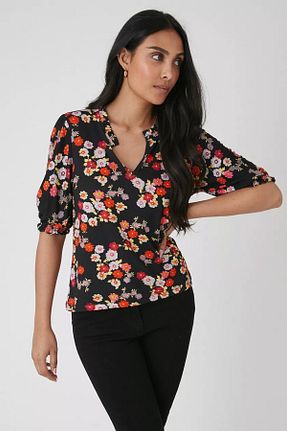 بلوز مشکی زنانه گلدار IPON COLLECTION - کد 847329653