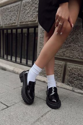 کفش لوفر مشکی زنانه چرم مصنوعی پاشنه کوتاه ( 4 - 1 cm ) کد 355281843