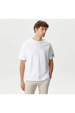 تی شرت سفید مردانه رگولار یقه گرد پنبه - پلی استر کد 820154207