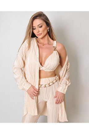 ست بالاتنه و پائین تنه بژ زنانه بافتنی ByRanaBuyuk - کد 841978430