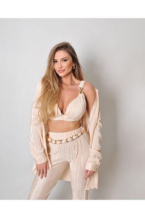 ست بالاتنه و پائین تنه بژ زنانه بافتنی ByRanaBuyuk - کد 841978430