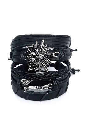 دستبند جواهر مشکی زنانه چرم خالص BSN Store - کد 805157227