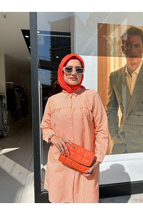 پیراهن حجاب نارنجی زنانه Çan sibelcimenbutik - کد 846551568